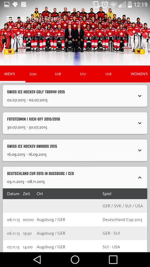 Swiss Ice Hockey App Screenshot