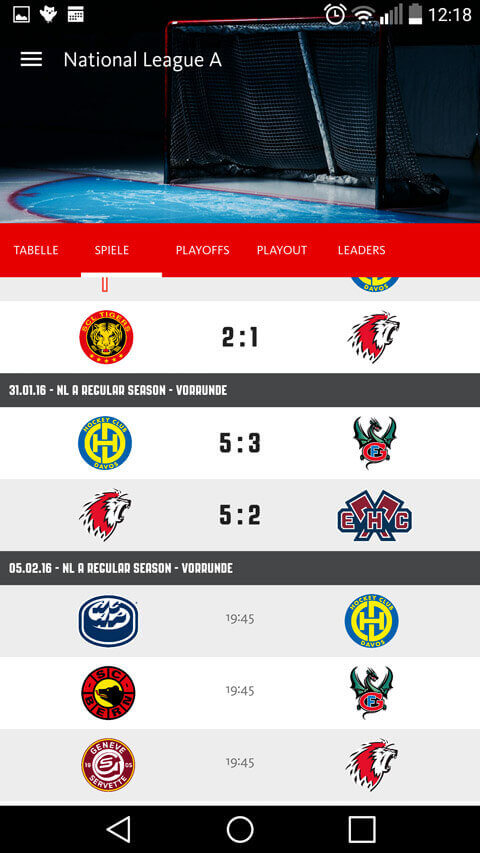 Swiss Ice Hockey App Screenshot